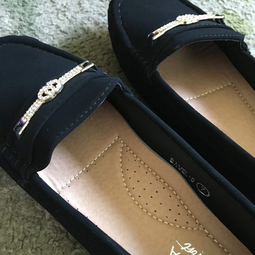 NEW! Black Rhinestone Bavel Bit Loafers